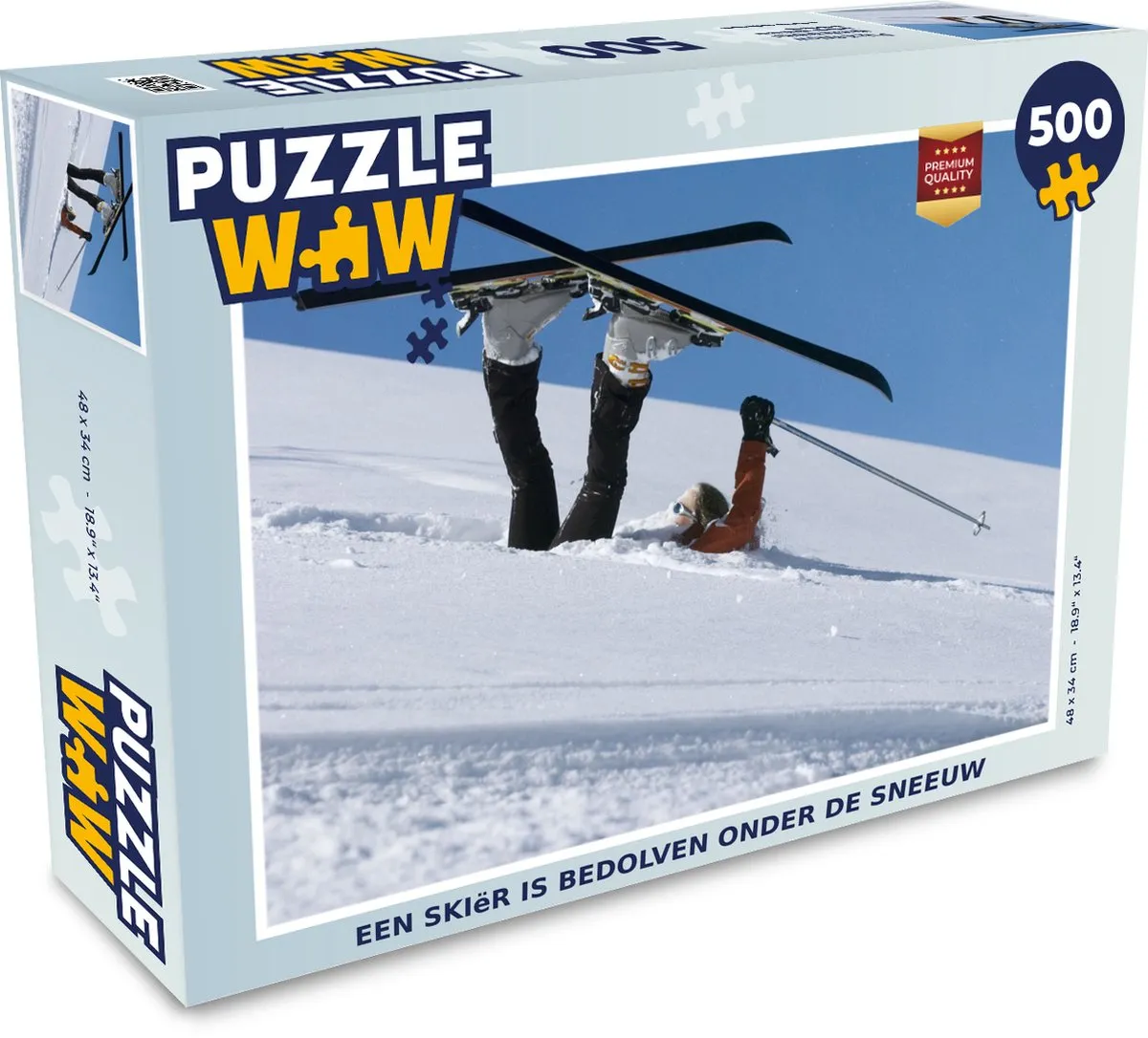 PuzzleWow Legpuzzel Een skiër is bedolven onder de sneeuw 500 Stuks - Multicolor