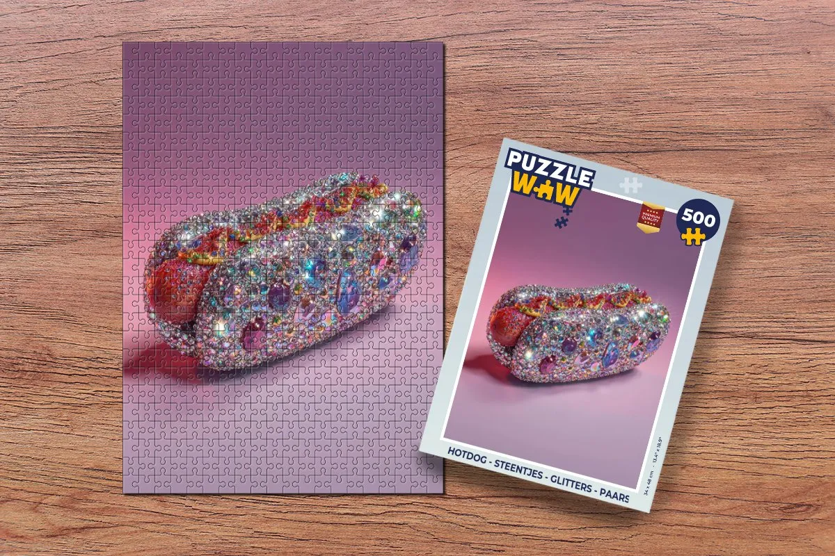 PuzzleWow Hotdog Glitters Legpuzzel 500 Stuks - Paars