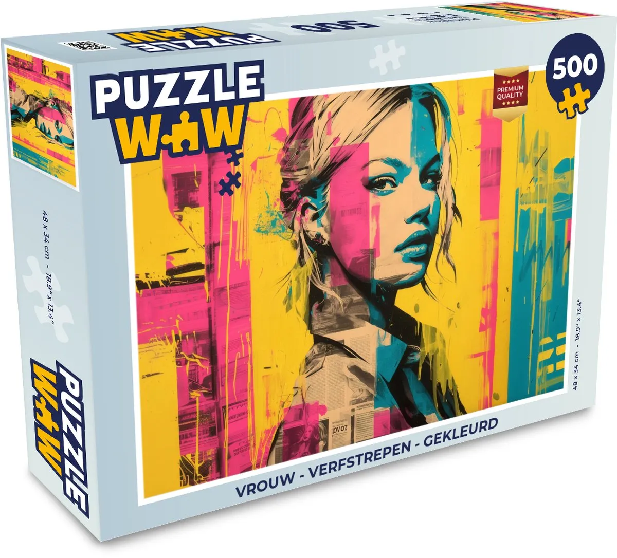 PuzzleWow Vrouw Verfstrepen Legpuzzel 500 Stuks