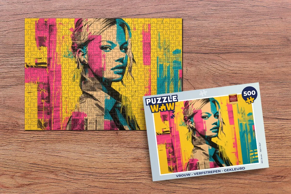 PuzzleWow Vrouw Verfstrepen Legpuzzel 500 Stuks