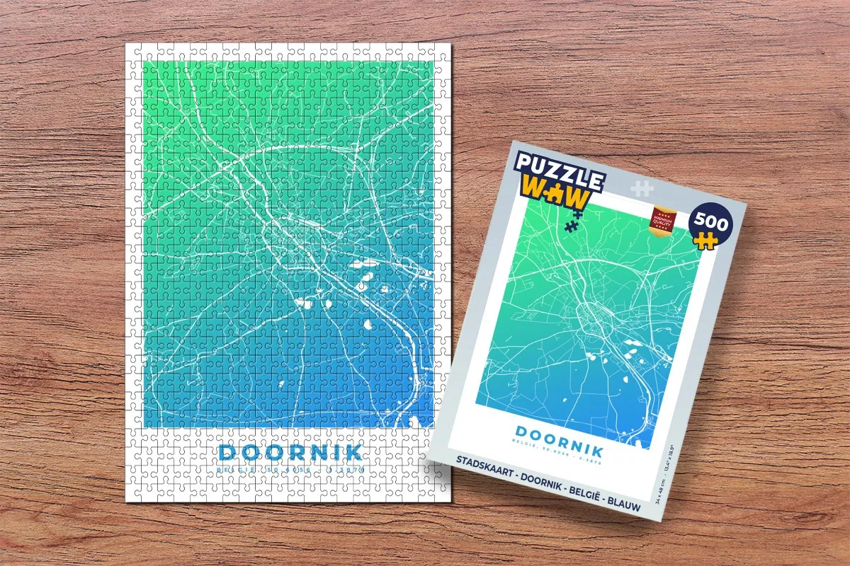 PuzzleWow Stadskaart Doornik België Legpuzzel 500 Stuks - Multicolor
