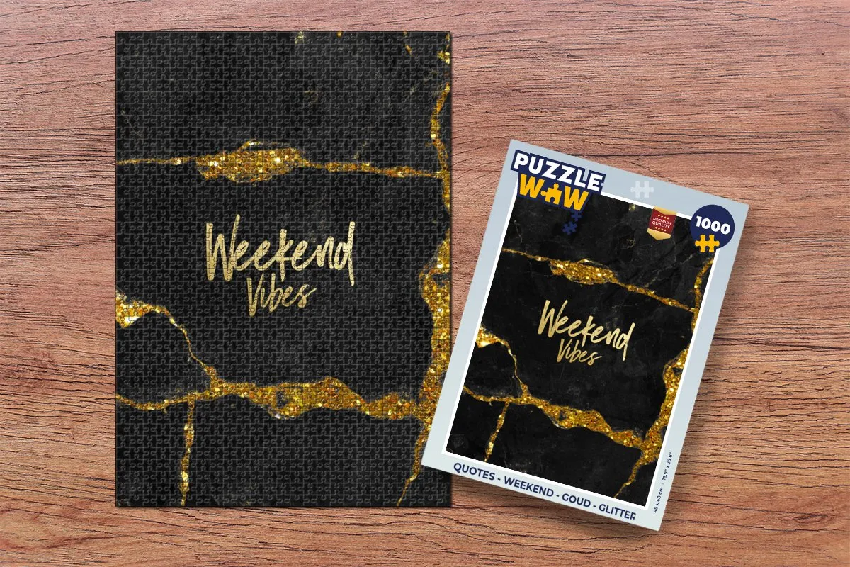 PuzzleWow Quotes Weekend Legpuzzel 1000 Stuks - Goud Glitter
