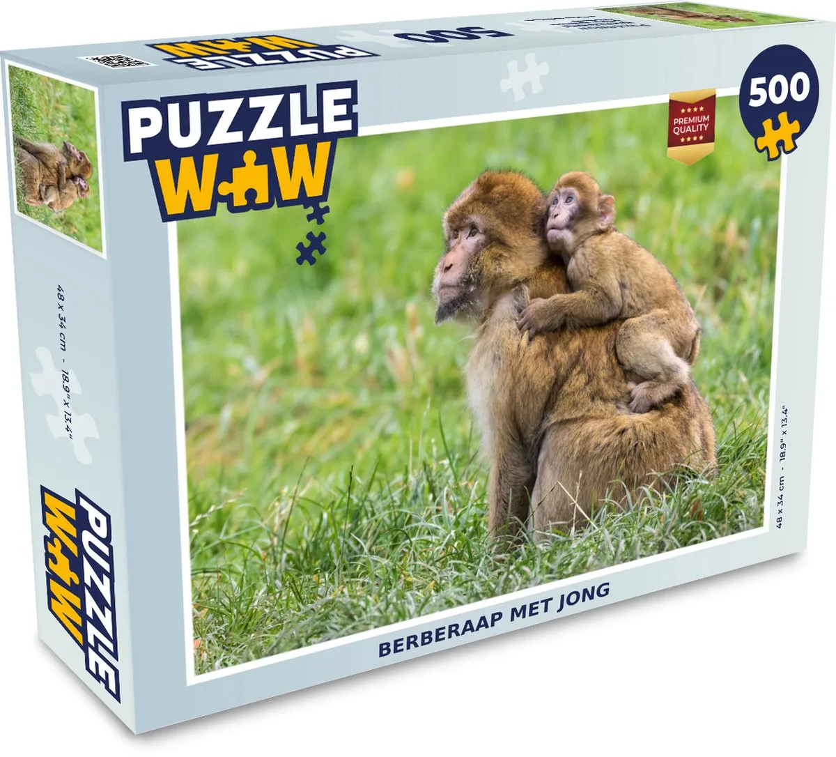 PuzzleWow Legpuzzel Aap 500 Stuks - Multicolor