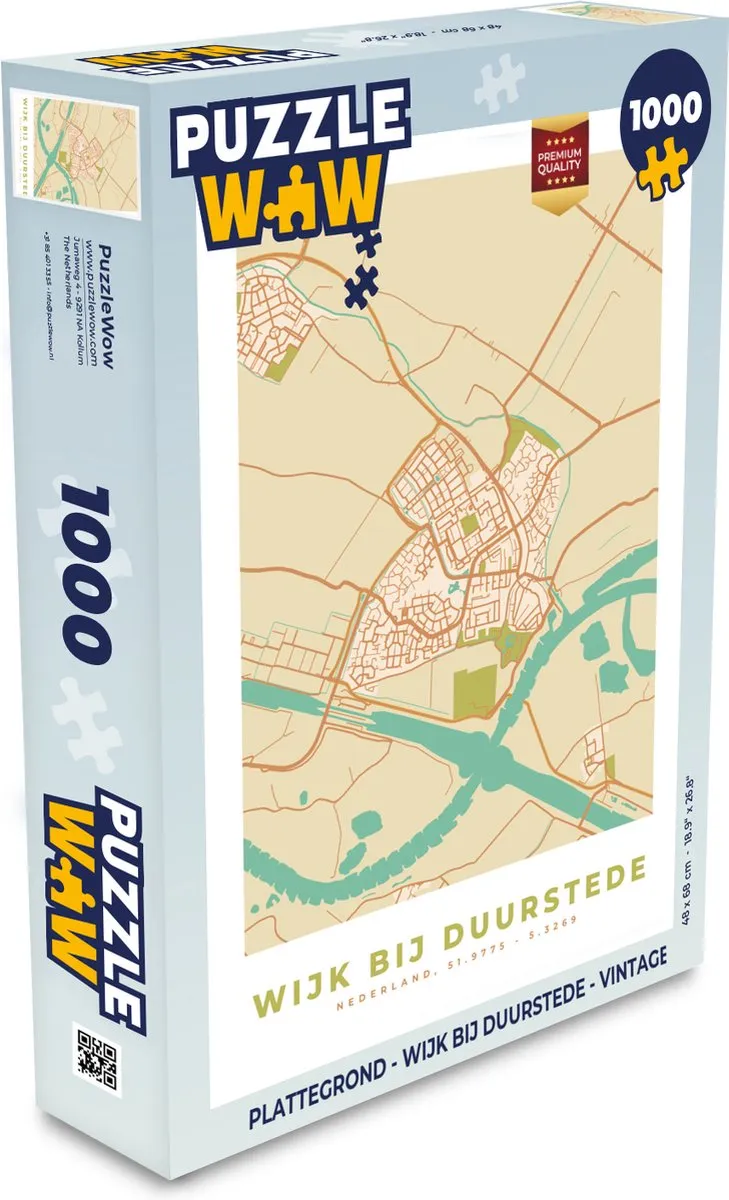 PuzzleWow Wijk bij Duurstede Vintage Legpuzzel 1000 Stuks - Multicolor