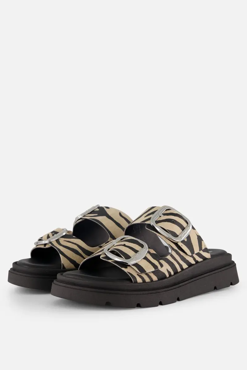 Tamaris Zebra Slippers zwart Leer