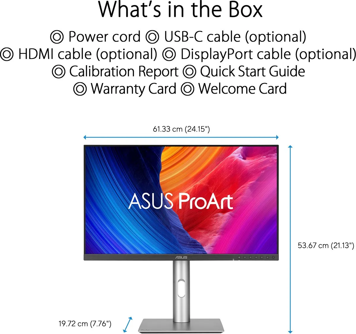 ASUS ProArt PA278CFRV Monitor 27" QHD 100Hz - USB-C 96W