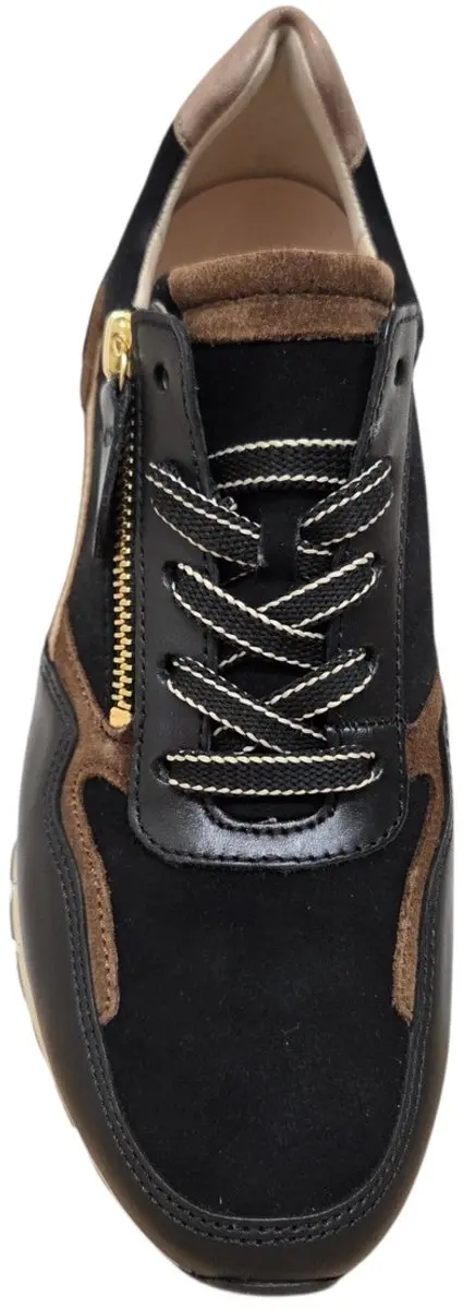 Gabor 6029.01.002 Dames Sneakers - Zwart/Bruin Suede - 38