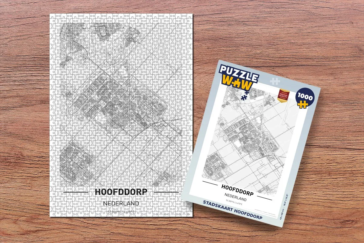 PuzzleWow Stadskaart Hoofddorp Legpuzzel 1000 Stuks - Multicolor