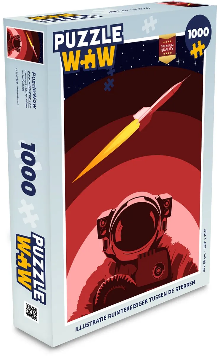 PuzzleWow Astronaut Sterren Raket Legpuzzel 1000 Stuks - Multicolor