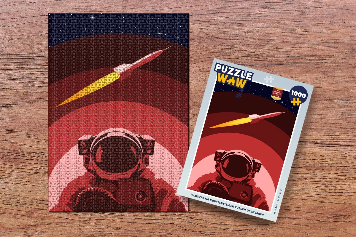 PuzzleWow Astronaut Sterren Raket Legpuzzel 1000 Stuks - Multicolor