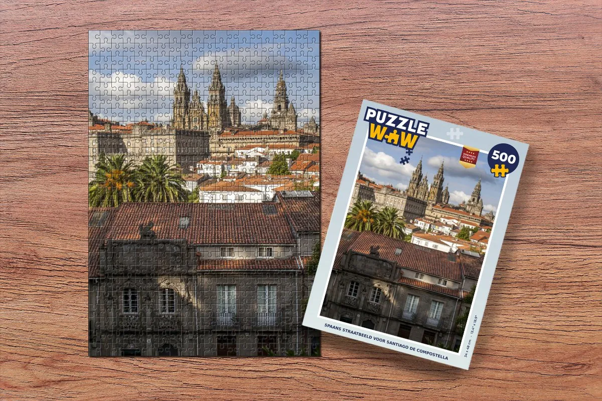 PuzzleWow Legpuzzel Santiago de Compostella 500 Stuks - Multicolor
