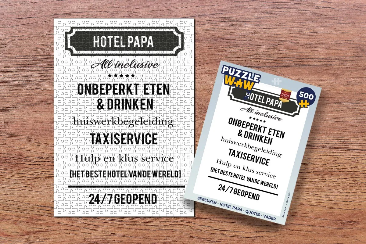 PuzzleWow Spreuken Hotel Papa Legpuzzel 500 Stuks - Multicolor