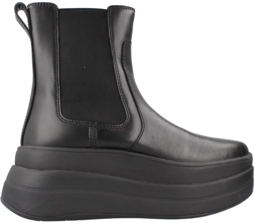 FitFlop F-Mode Stack Leather Chelsea Boots ZWART