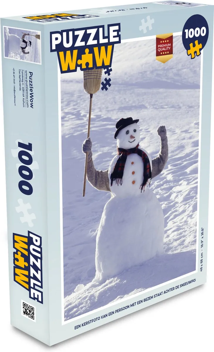PuzzleWow Kerstfoto Bezembaar Sneeuwpop Legpuzzel 1000 Stuks - Multicolor