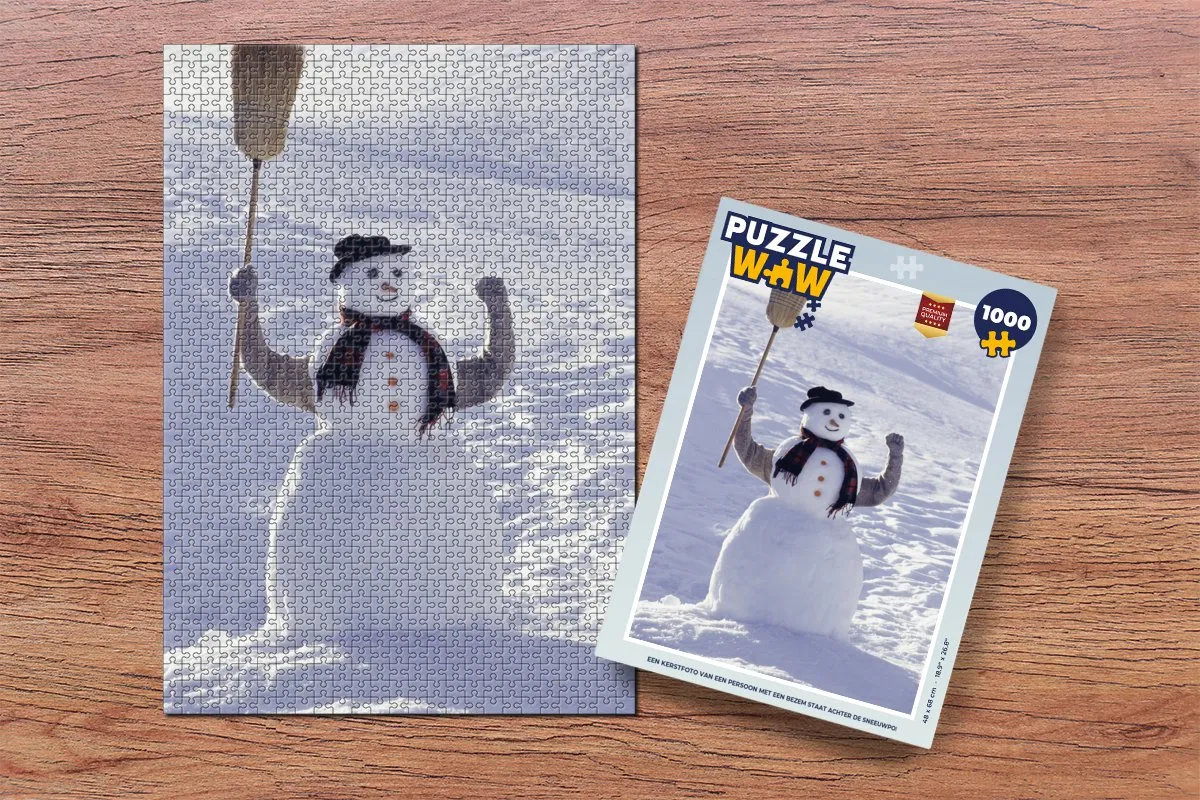 PuzzleWow Kerstfoto Bezembaar Sneeuwpop Legpuzzel 1000 Stuks - Multicolor