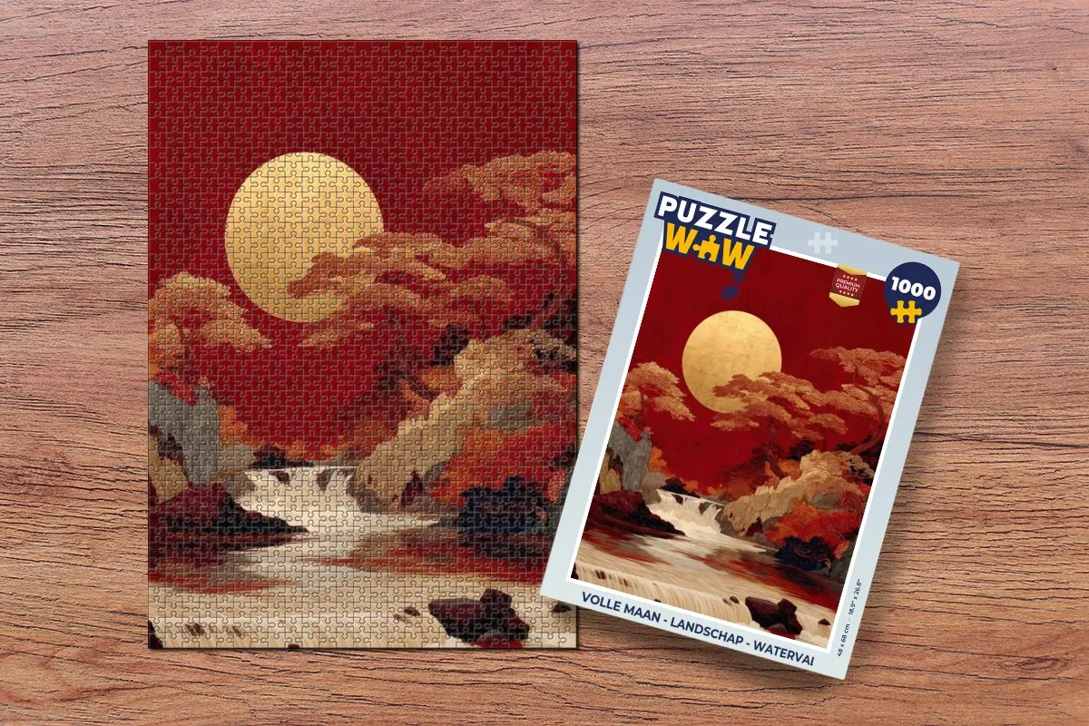 PuzzleWow Volle Maan Legpuzzel 1000 Stuks - Maanlandschap