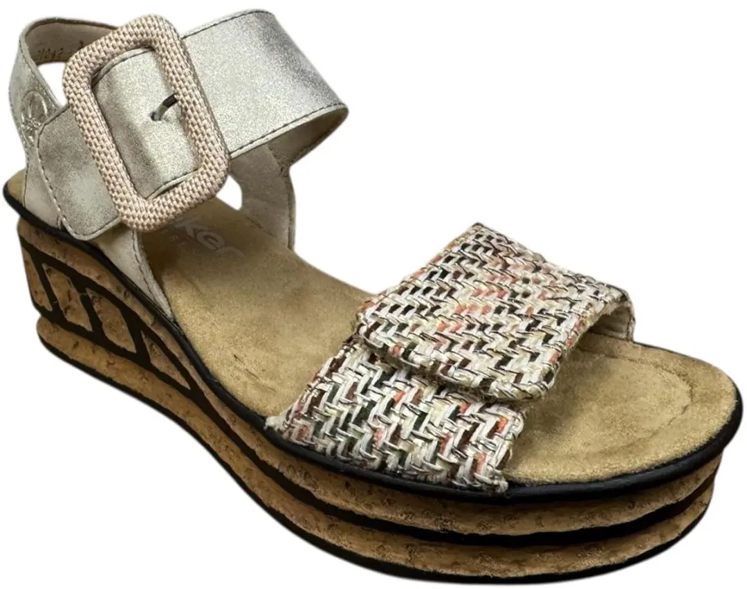 Rieker Sandalen Plat 68172-60 - Beige - Maat 39