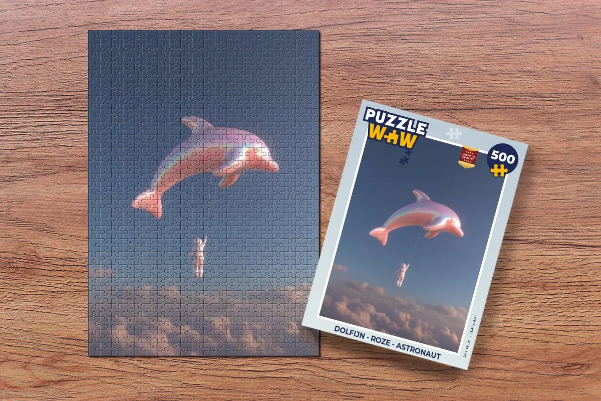 PuzzleWow Dolfijn Astronaut Legpuzzel 500 Stuks - Roze