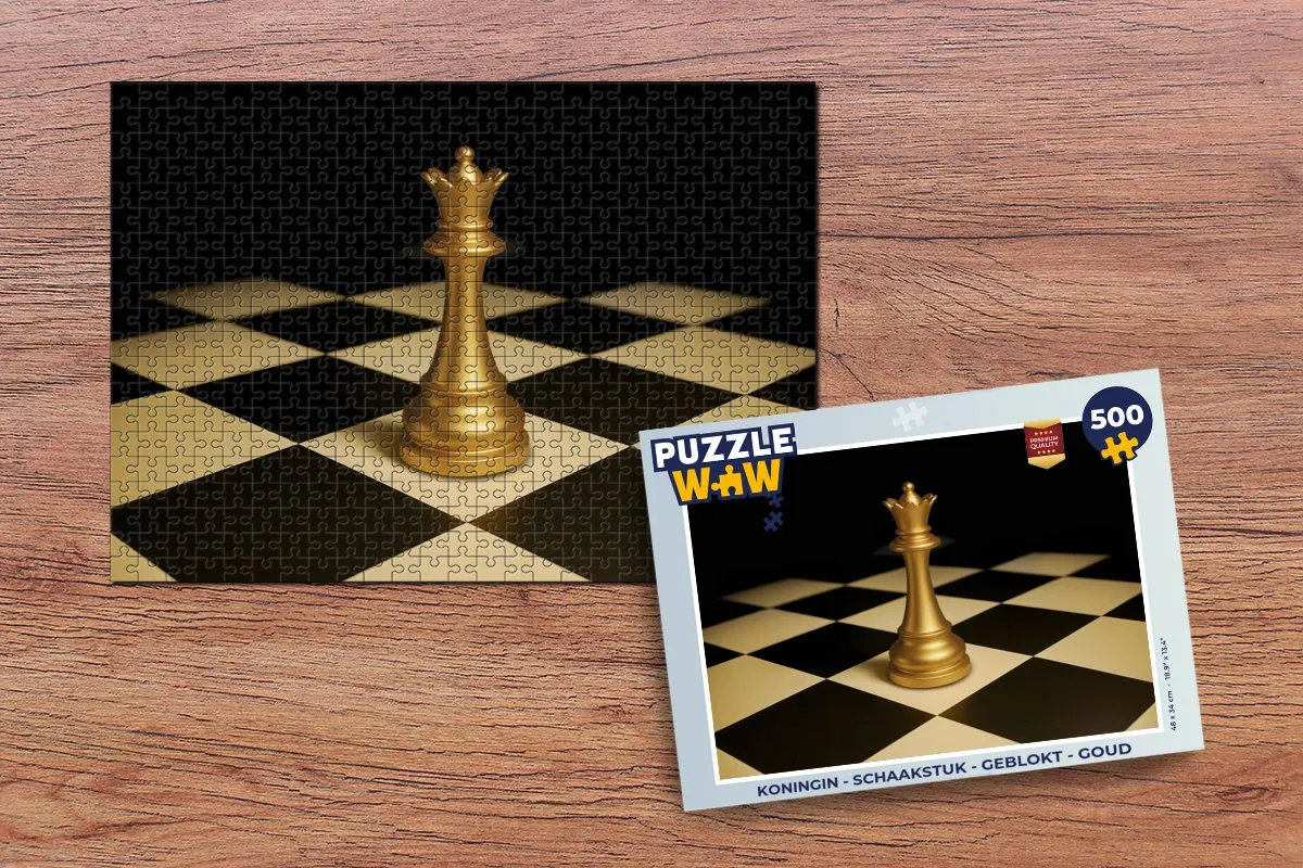 PuzzleWow Schaakstuk Koningin Legpuzzel 500 Stuks - Goud