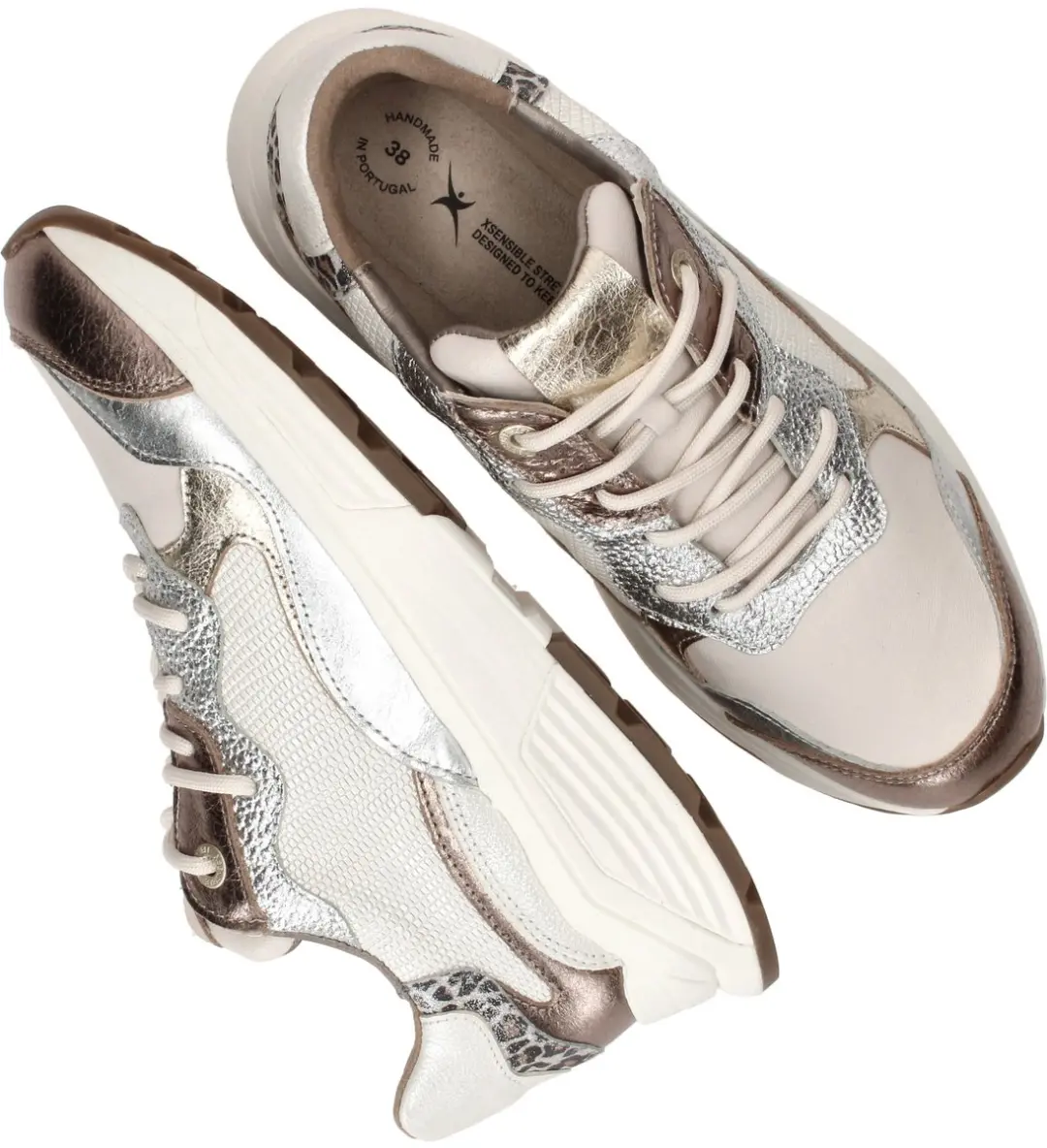 Xsensible Rainbow Sneakers Dames - Leer Beige - Maat 39