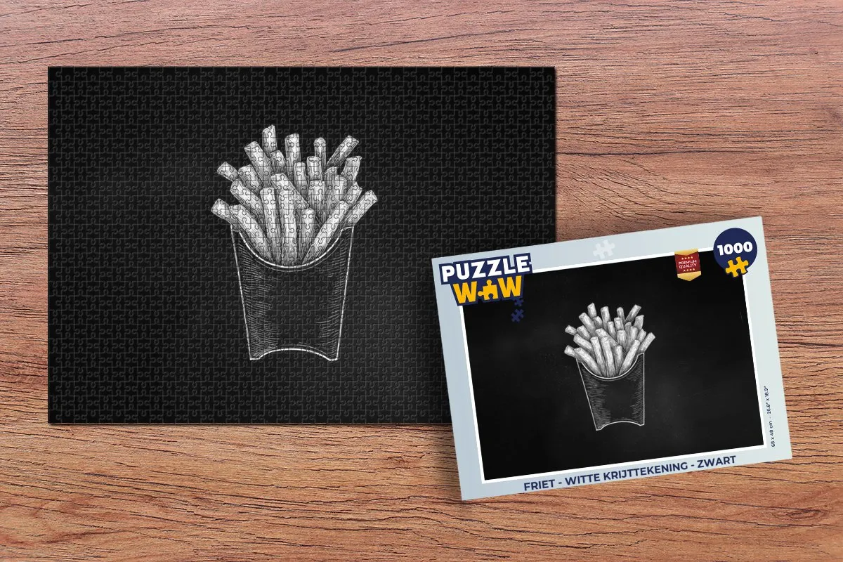 PuzzleWow Friet Legpuzzel 1000 Stuks - Zwart