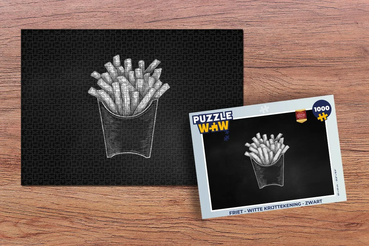 PuzzleWow Friet Legpuzzel 1000 Stuks - Zwart
