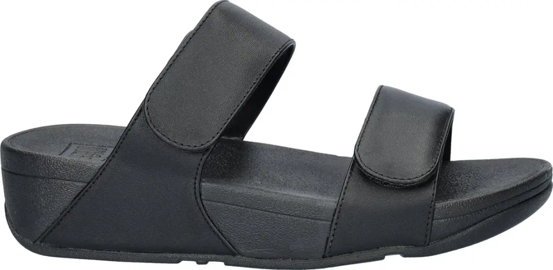 FitFlop Lulu Adjustable Leather Slides Dames Slippers - Zwart