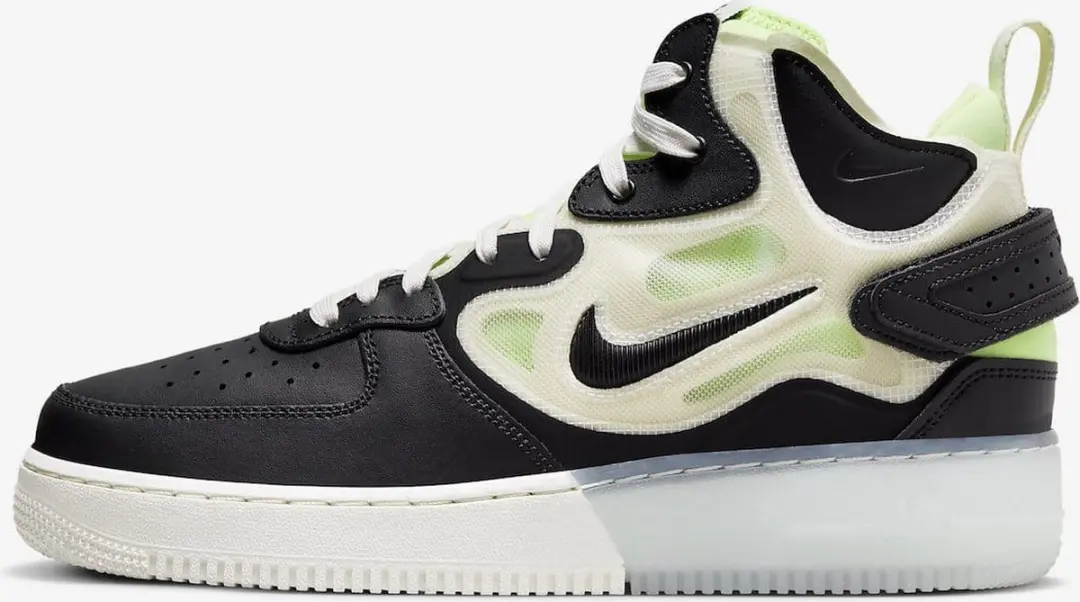 Nike Air Force 1 Mid React Black & Neon Green Sneakers