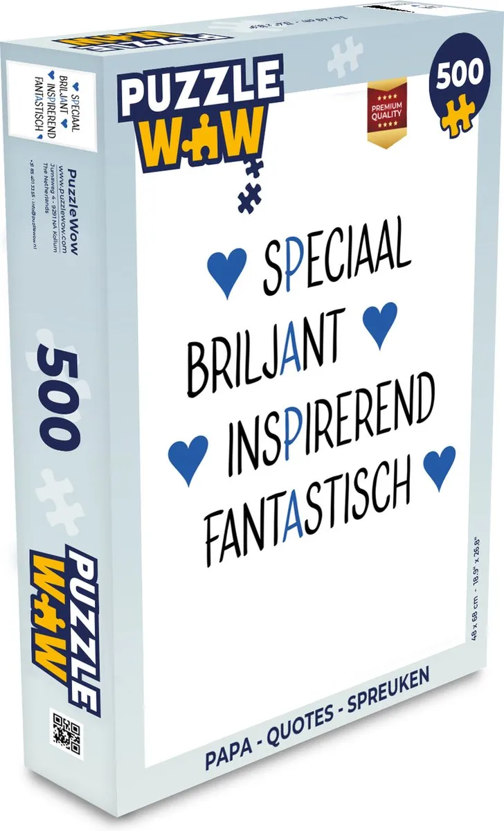 PuzzleWow Papa Quotes Legpuzzel 500 Stuks - Multicolor