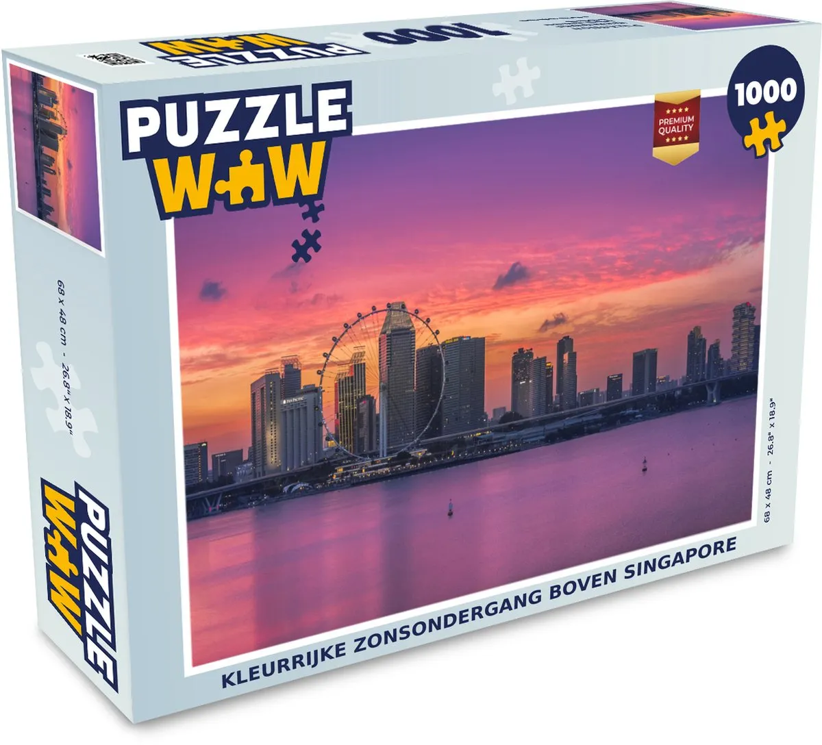 PuzzleWow Legpuzzel Kleurrijke Zonsondergang Singapore 1000 Stuks - Multicolor