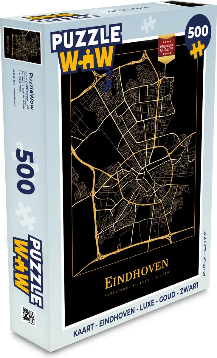 PuzzleWow Eindhoven Puzzel 500 Stuks - Goud/Zwart