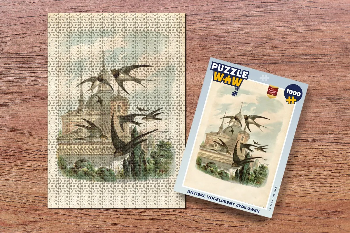 PuzzleWow Antieke Vogelprent Zwaluwen Legpuzzel 1000 Stuks - Multicolor
