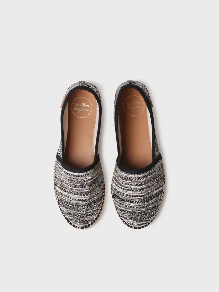 Platte espadrilles voor dames van glitterstof