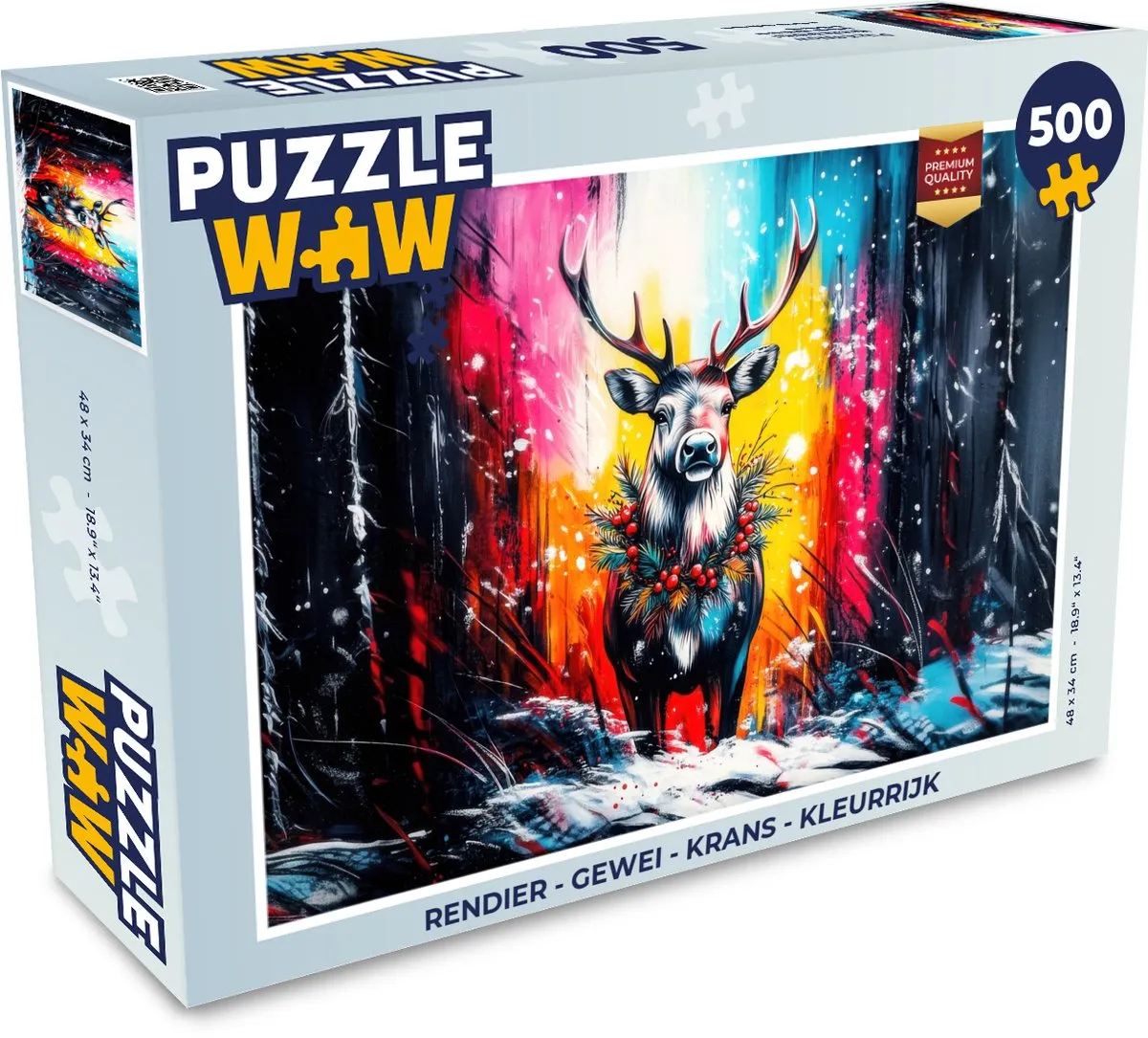 PuzzleWow Rendier Gewei Krans Legpuzzel 500 Stuks
