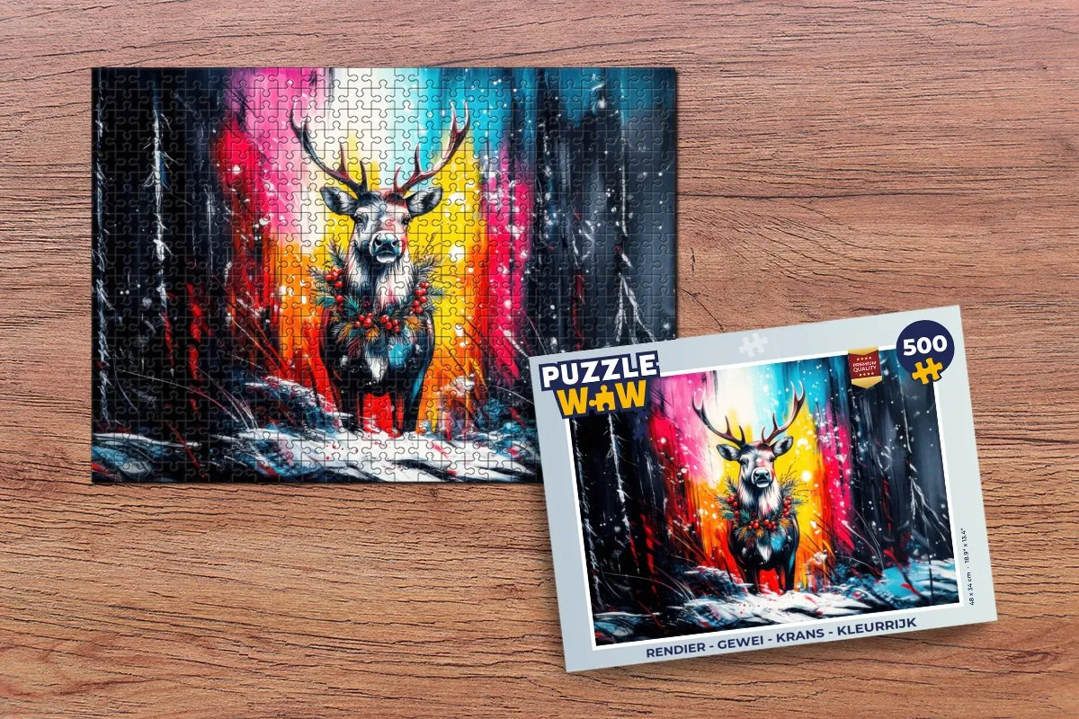 PuzzleWow Rendier Gewei Krans Legpuzzel 500 Stuks