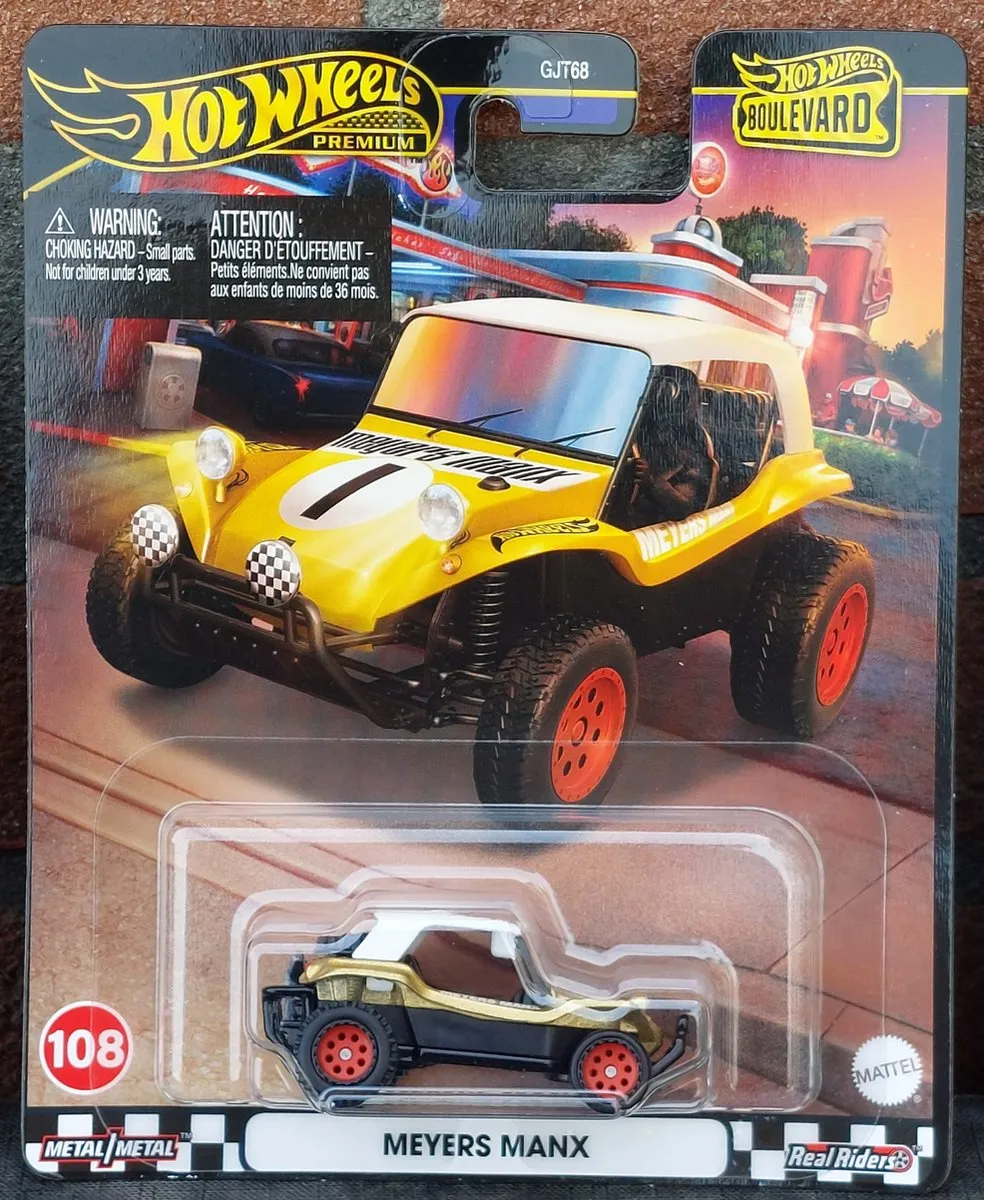 Hot Wheels Boulevard Meyers Manx HRT57 Speelgoedvoertuig - Zwart/Goud/Wit