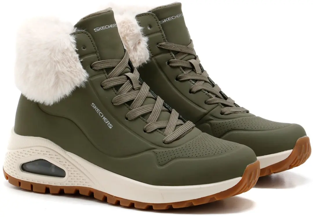 Skechers Uno Rugged dames winter sneakers olijfgroen maat EU 35,5