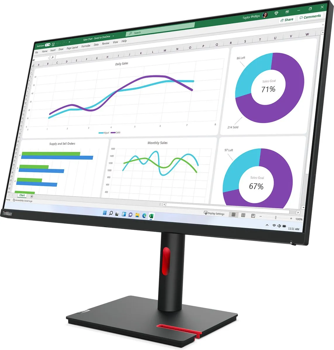 Lenovo ThinkVision T32h-30 Monitor 31.5" QHD - Zwart