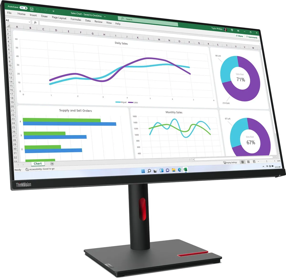 Lenovo ThinkVision T32h-30 Monitor 31.5" QHD - Zwart