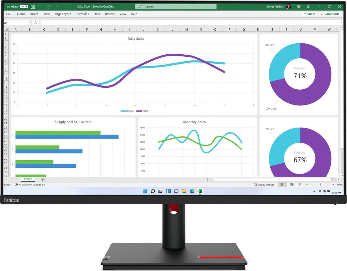 Lenovo ThinkVision T32h-30 Monitor 31.5" QHD - Zwart