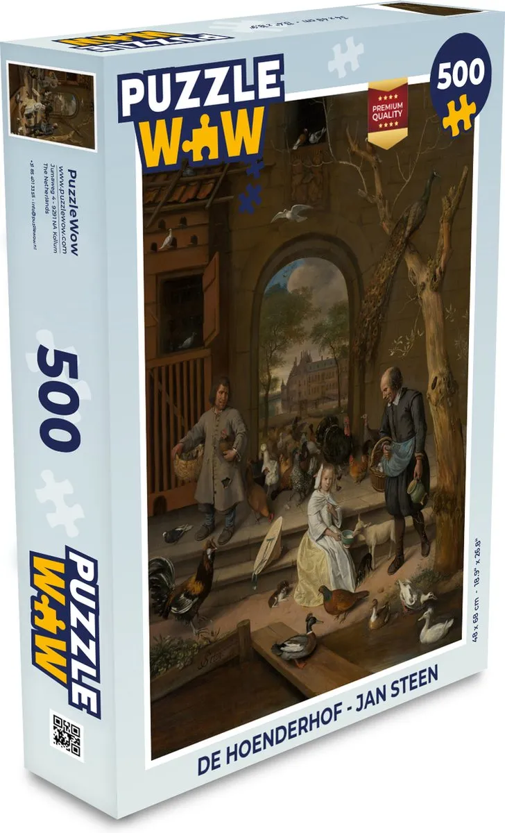 PuzzleWow De hoenderhof Jan Steen Legpuzzel 500 Stuks - Multicolor