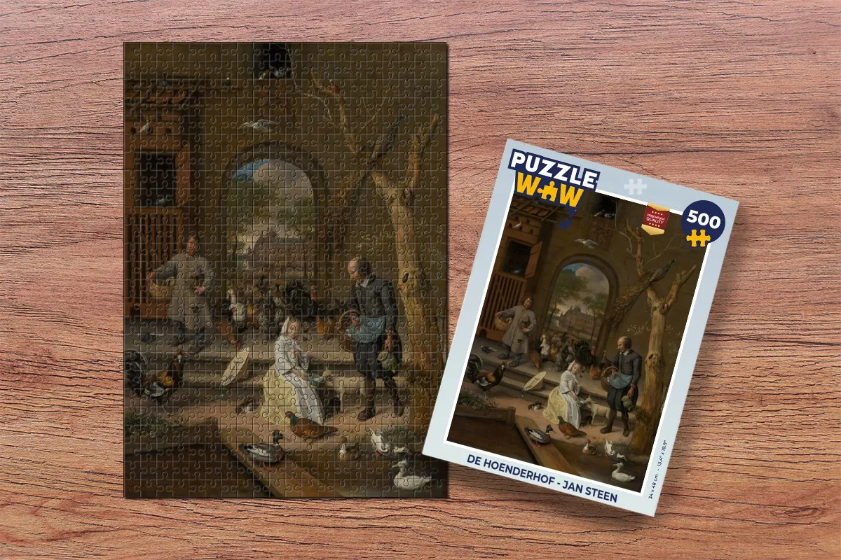 PuzzleWow De hoenderhof Jan Steen Legpuzzel 500 Stuks - Multicolor