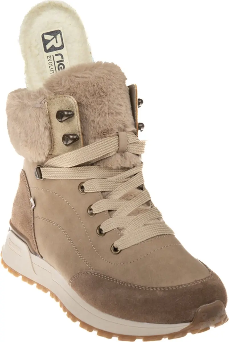 Rieker Dames Veterboot W0670-20 - Beige - Maat 37