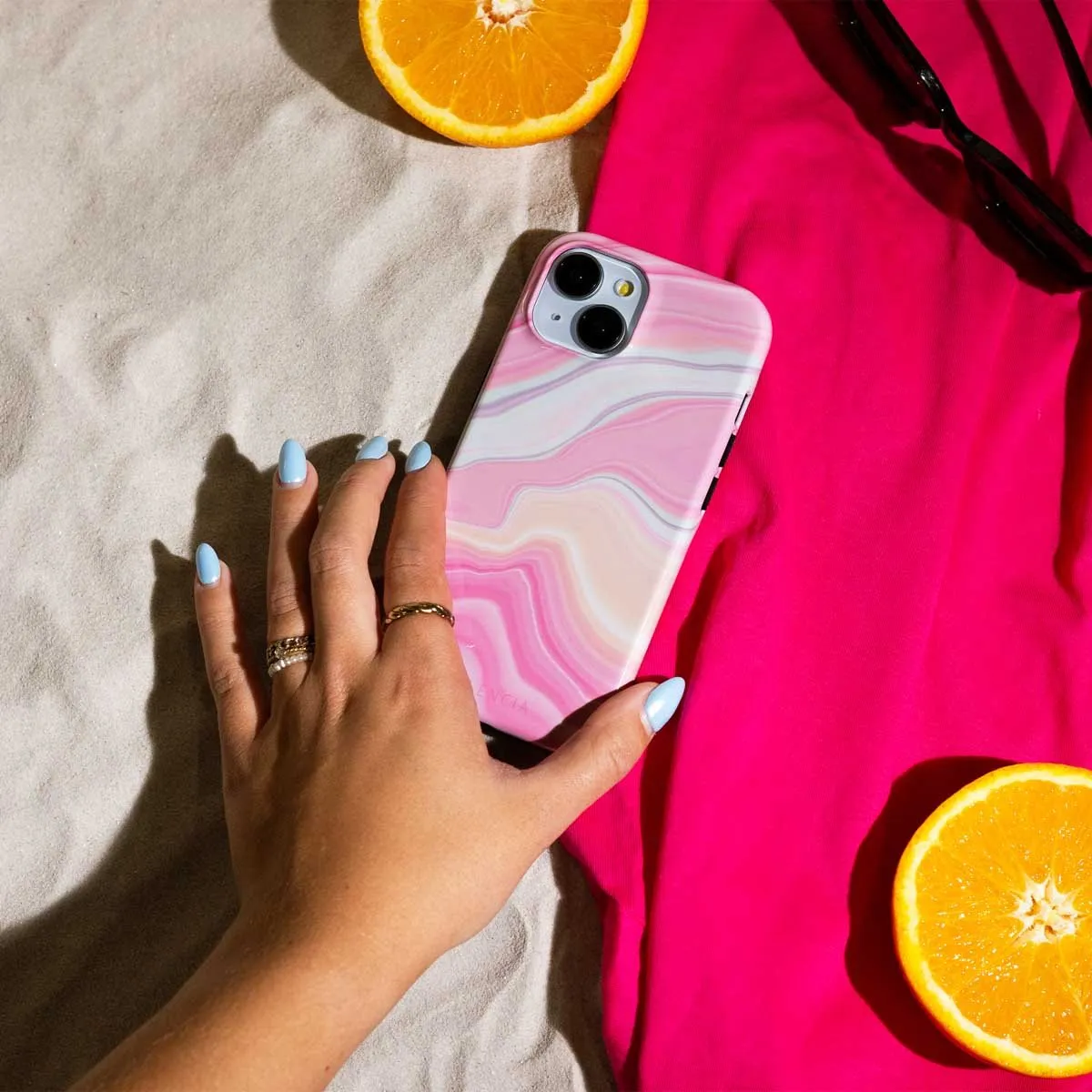 Selencia Hoesje iPhone SE/8/7/6s/6 - Pastel Lipstick Marble