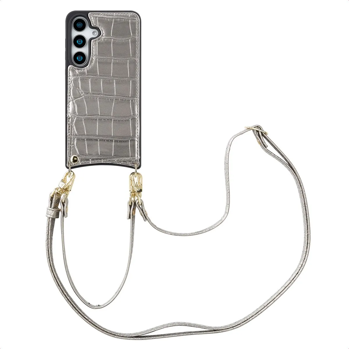 Selencia Croco Backcover Hoesje Samsung Galaxy S25 - Zilver
