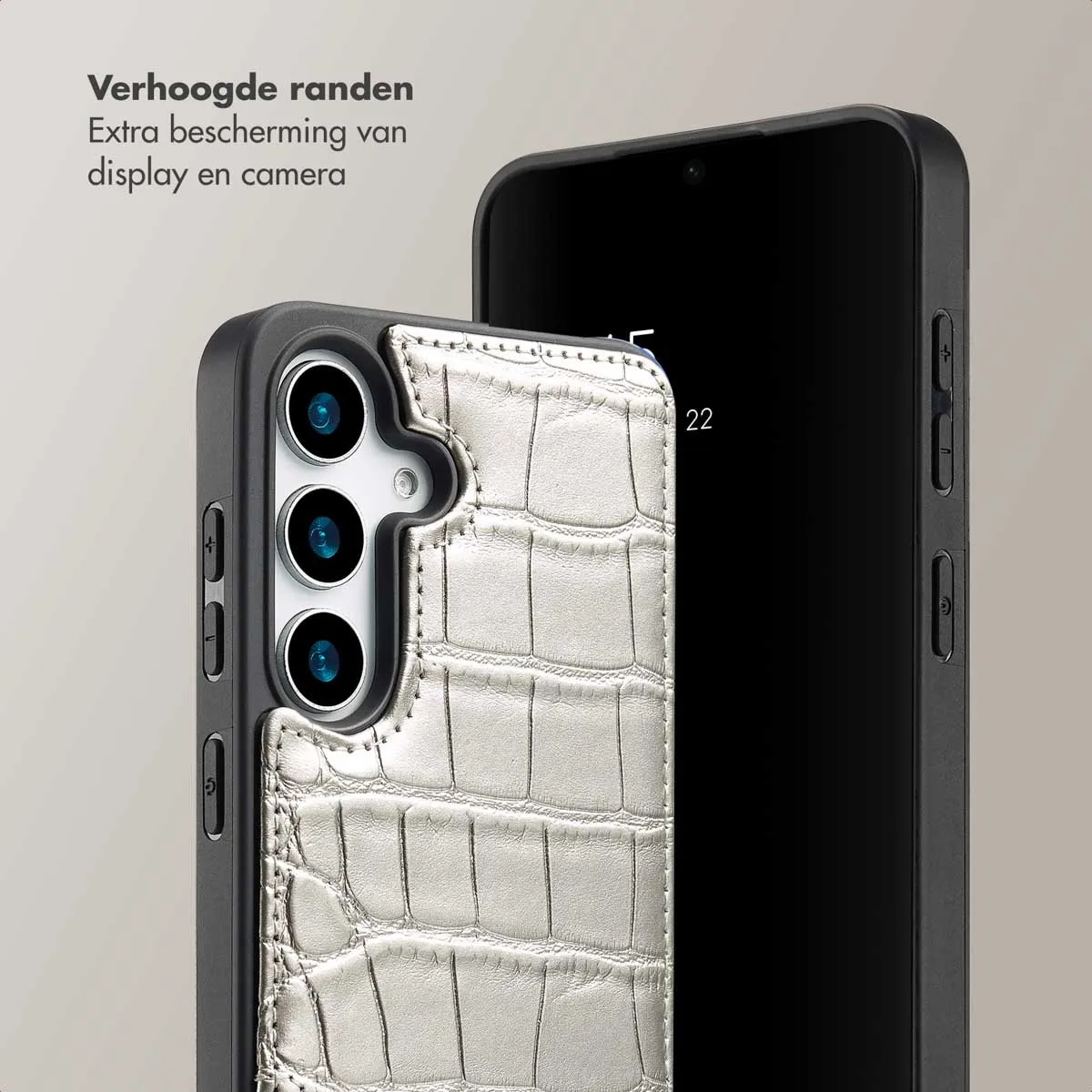 Selencia Croco Backcover Hoesje Samsung Galaxy S25 - Zilver
