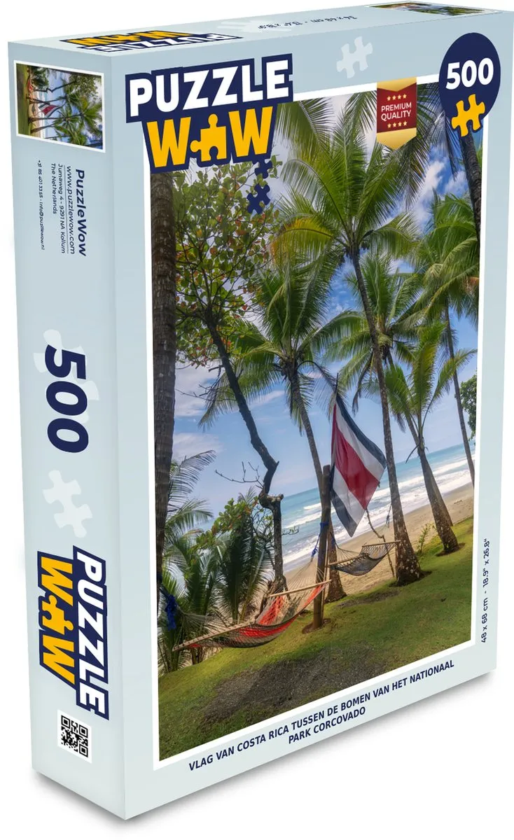 PuzzleWow Vlag Costa Rica Corcovado Puzzel 500 Stuks - Multicolor