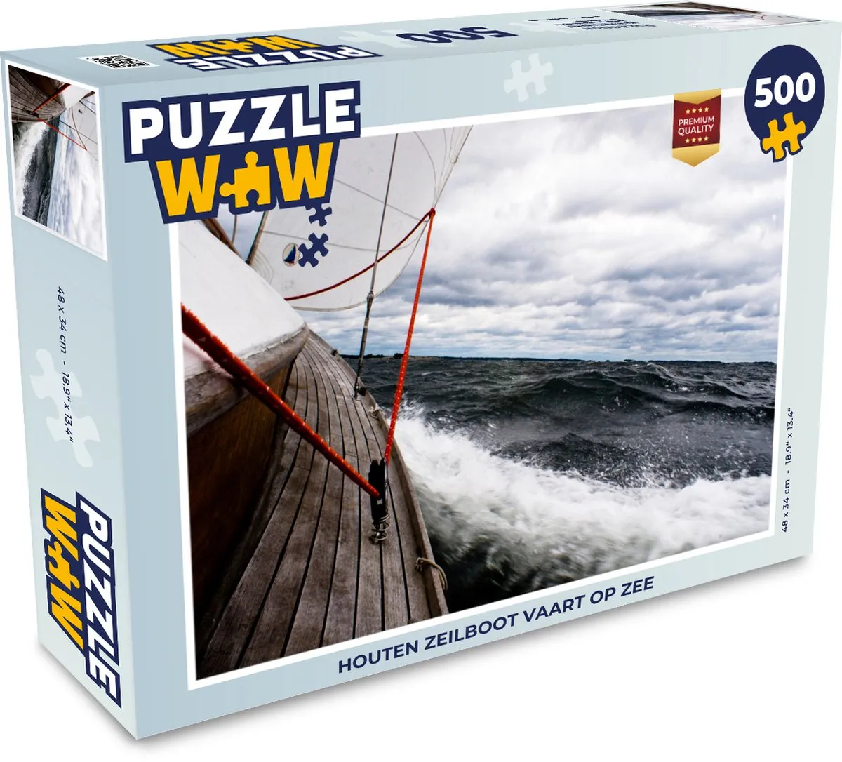 PuzzleWow Houten Zeilboot Legpuzzel 500 Stuks - Multicolor