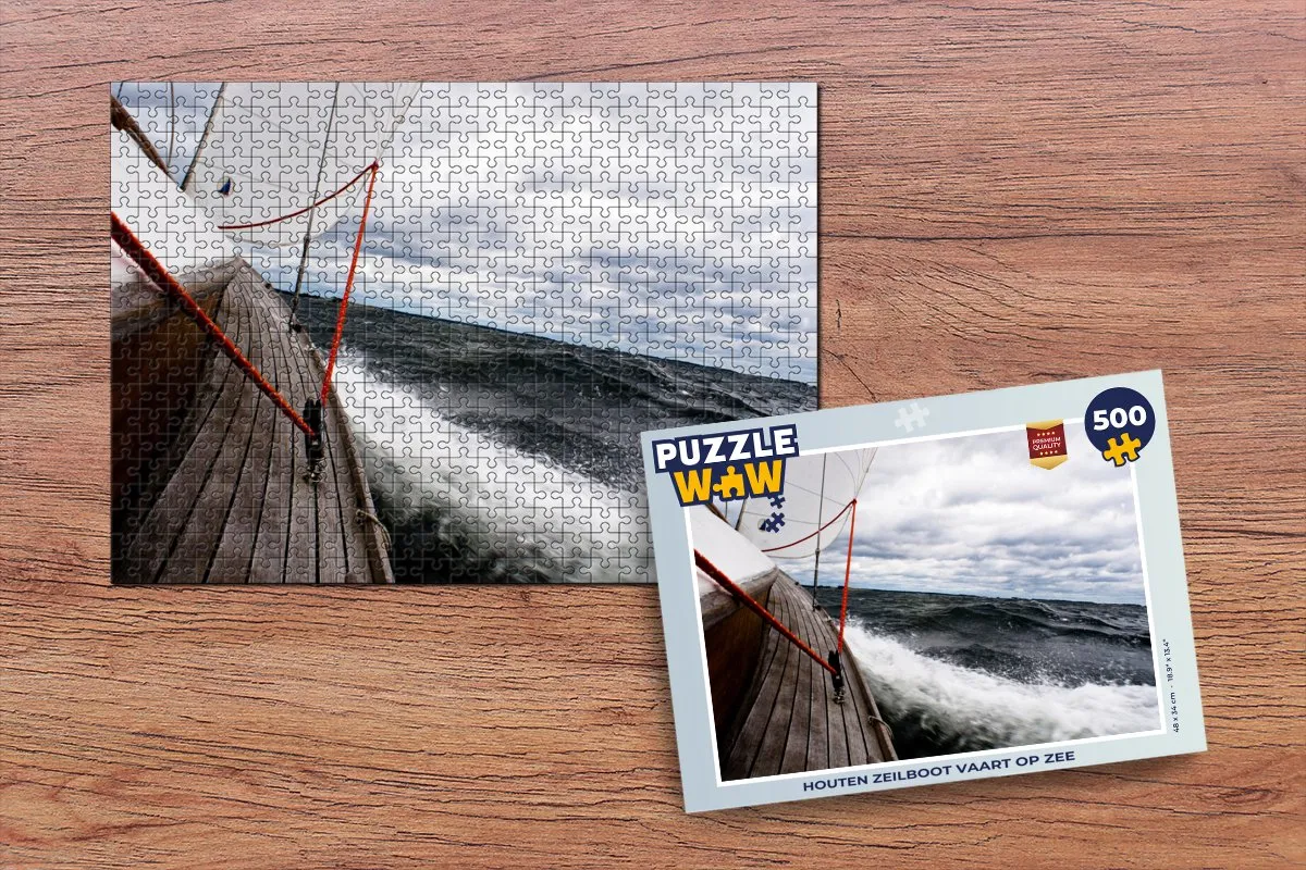 PuzzleWow Houten Zeilboot Legpuzzel 500 Stuks - Multicolor