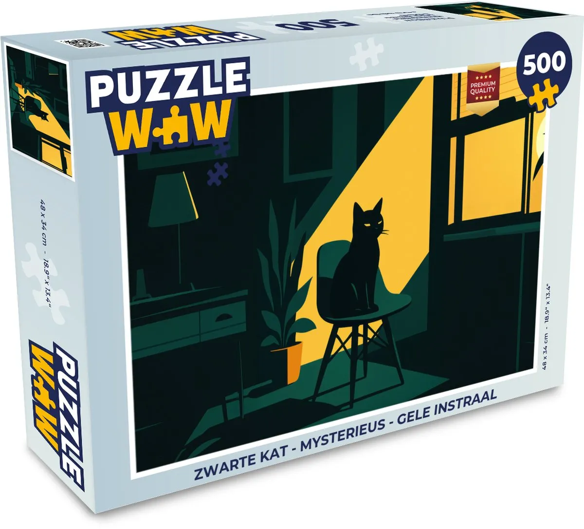 PuzzleWow Legpuzzel Zwarte Kat 500 Stuks - Mysterieus